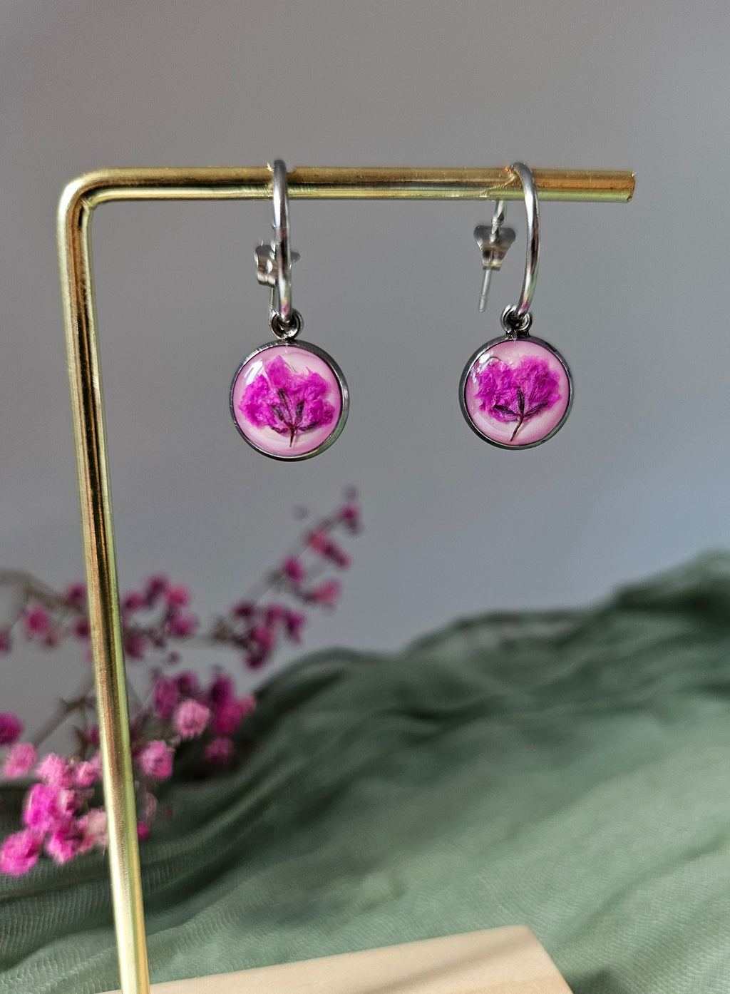 Pink Baby Breath Earrings