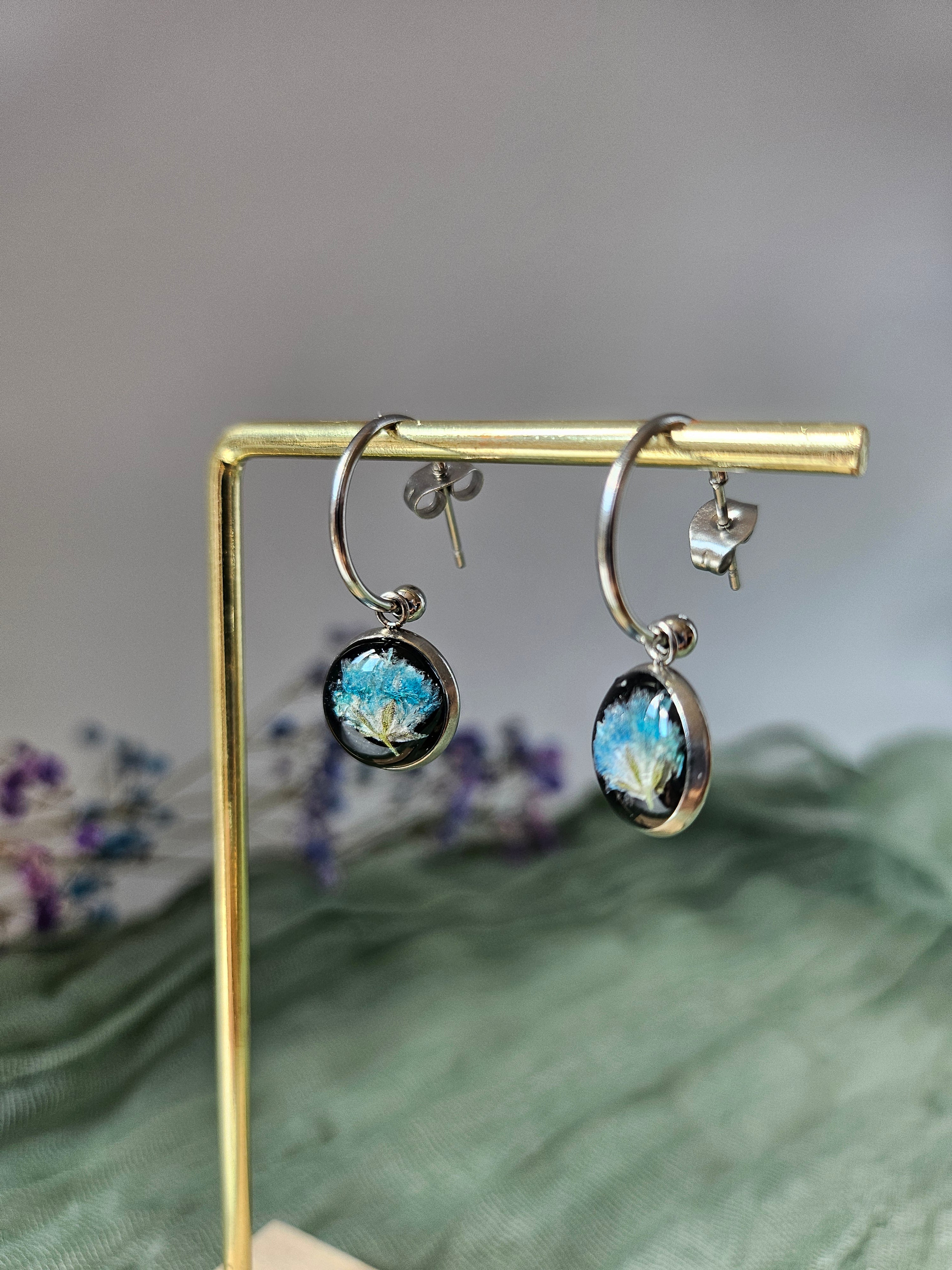 Midnight Bloom Baby’s Breath Earrings
