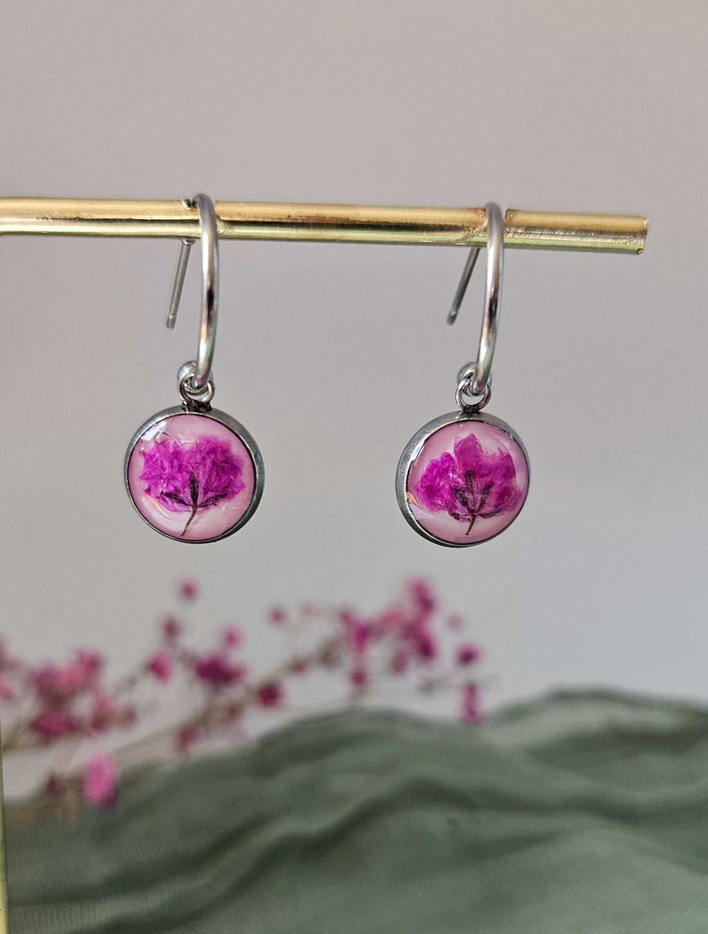 Pink Baby Breath Earrings