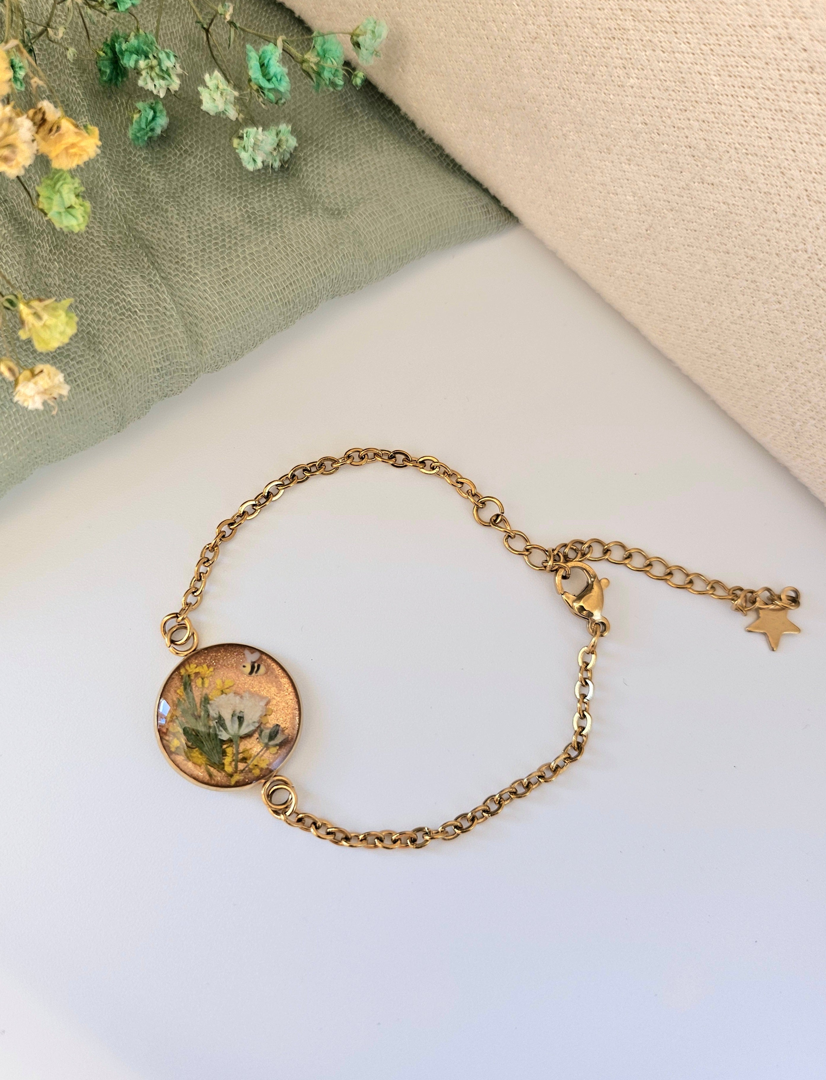 Golden Meadow Bee Bracelet