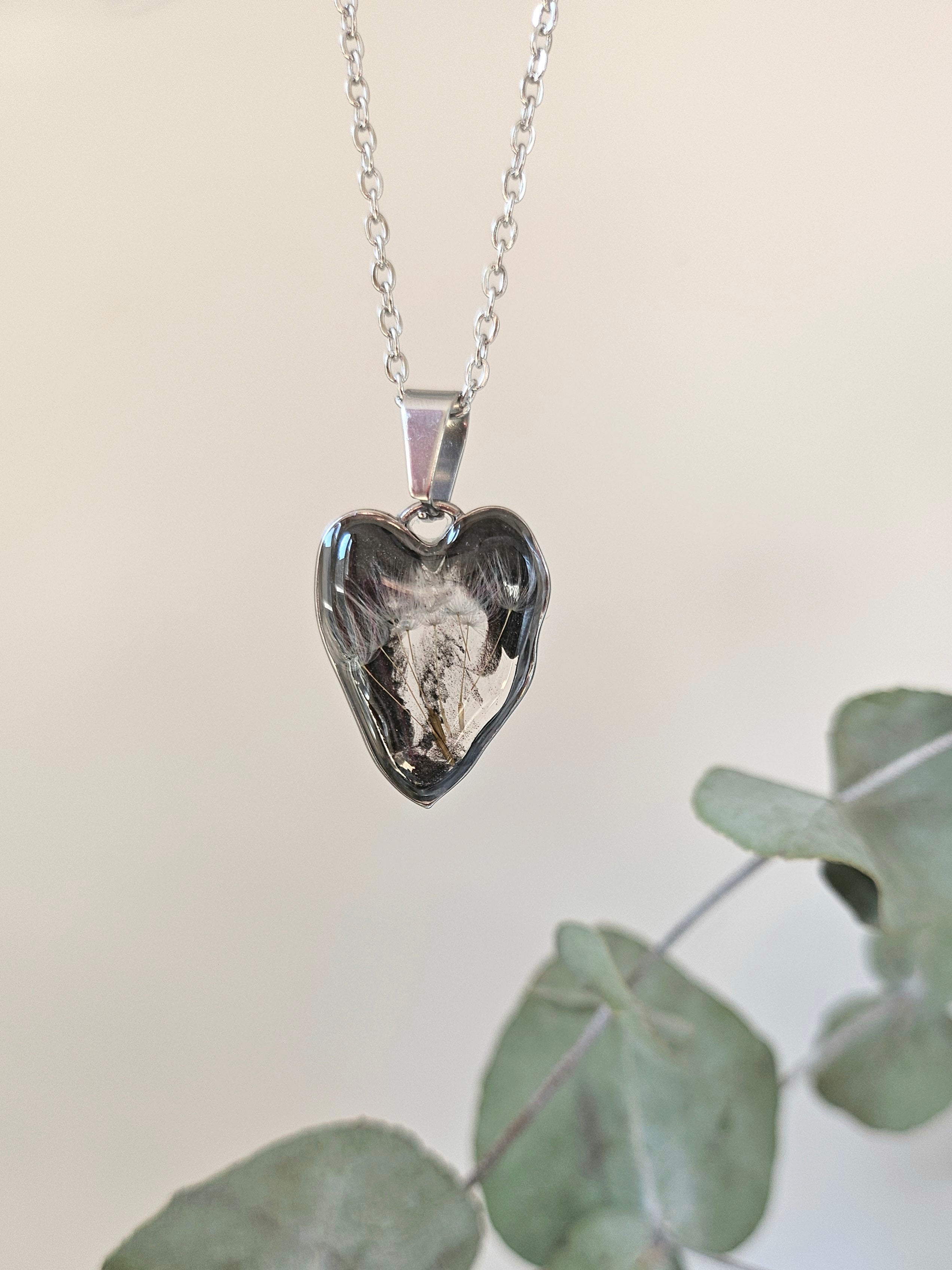 Dandelion Heart Necklace