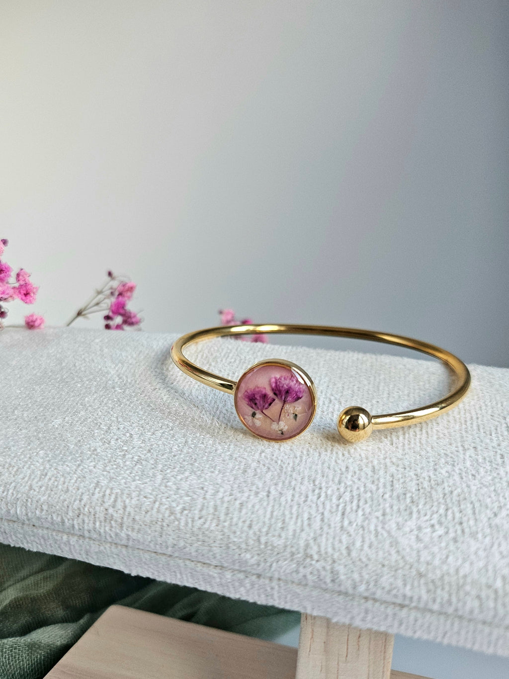 Blush Blossom Golden Cuff Bangle