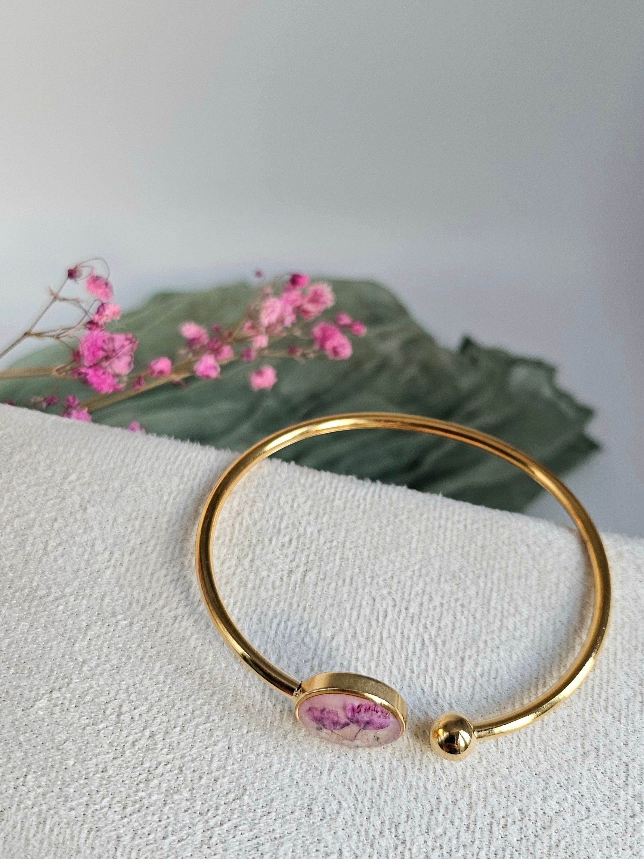 Blush Blossom Golden Cuff Bangle