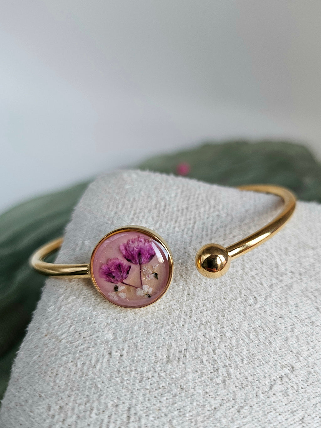 Blush Blossom Golden Cuff Bangle