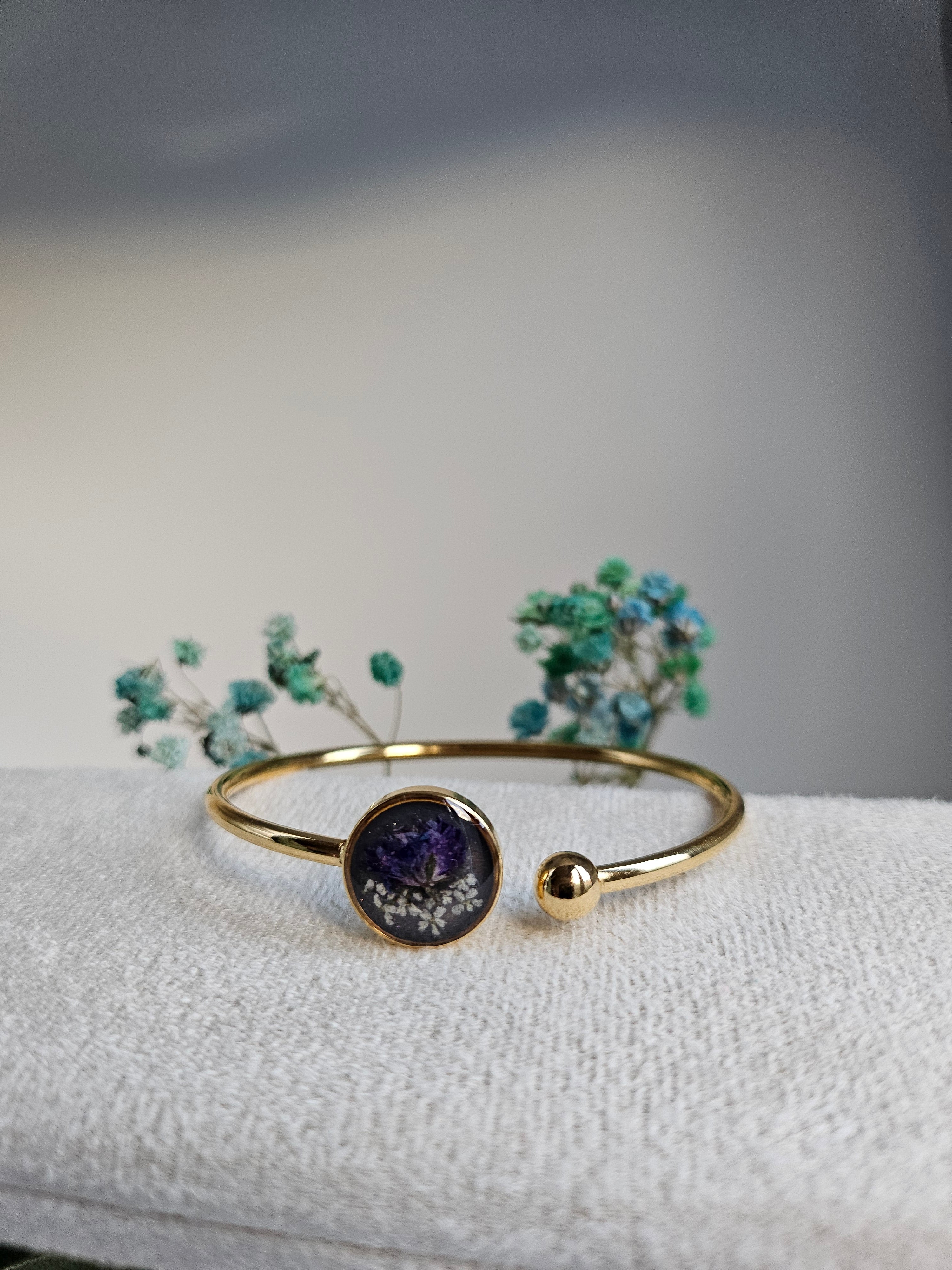 Amethyst Meadow Golden Cuff Bangle