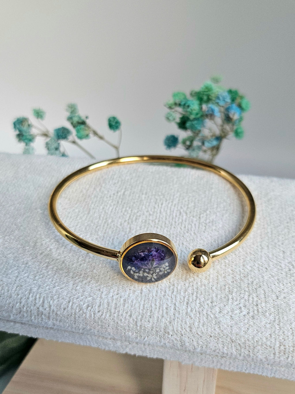 Amethyst Meadow Golden Cuff Bangle