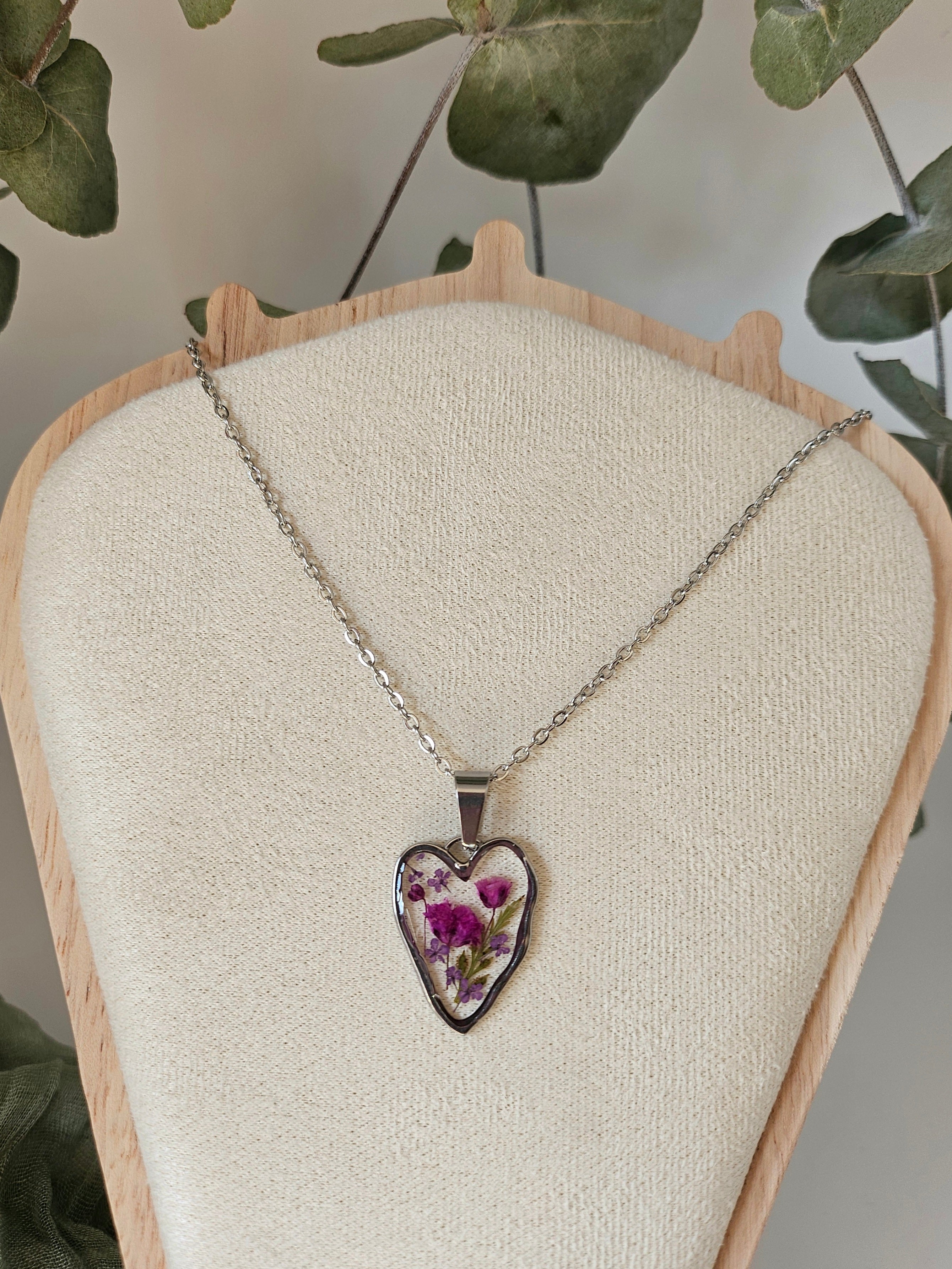 Pink Bloom Heart Necklace
