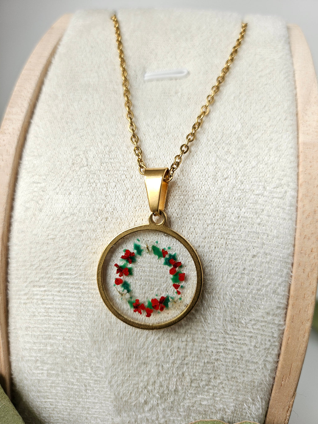 Festive Holly Wreath Necklace