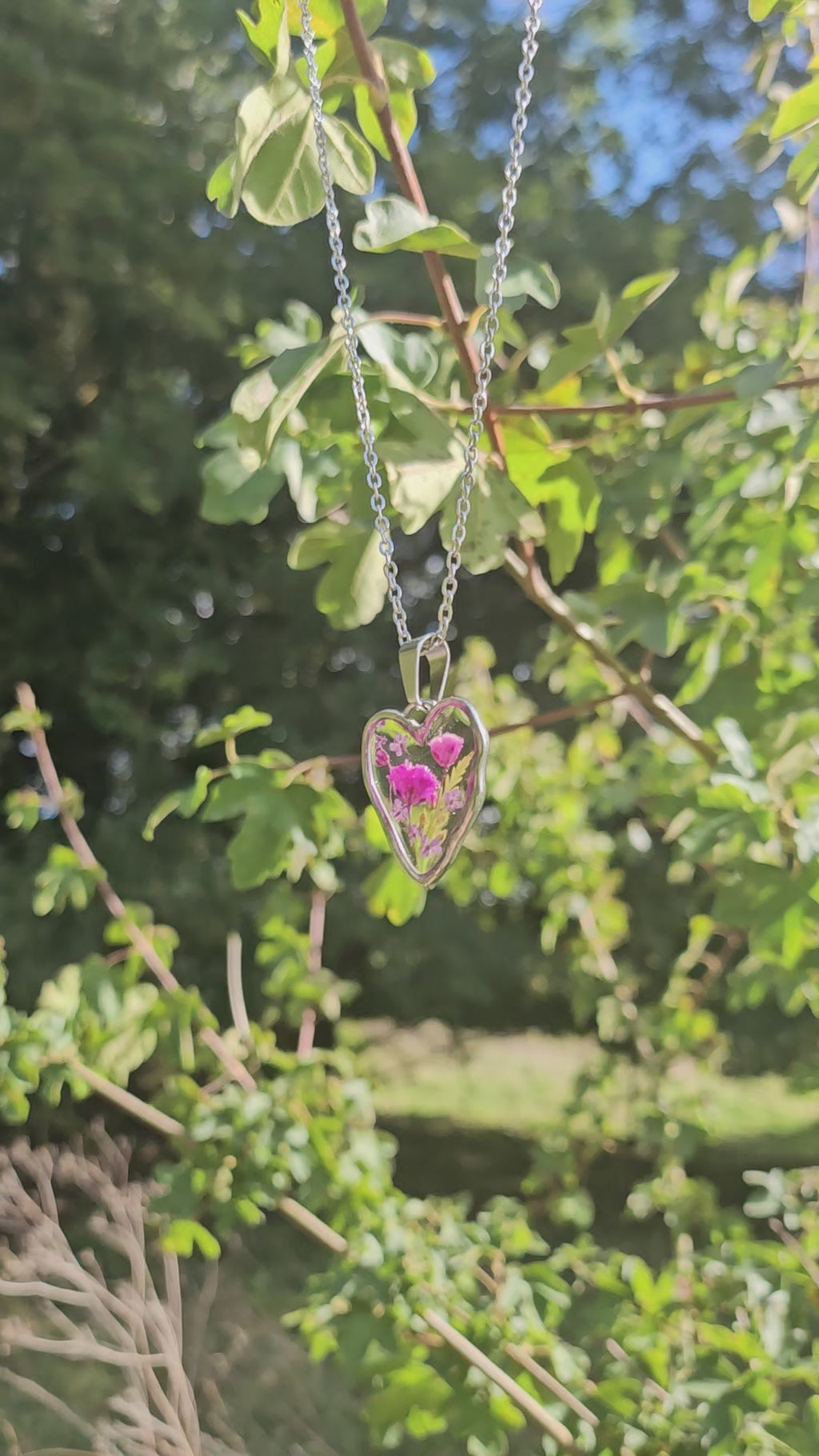 Pink Bloom Heart Necklace