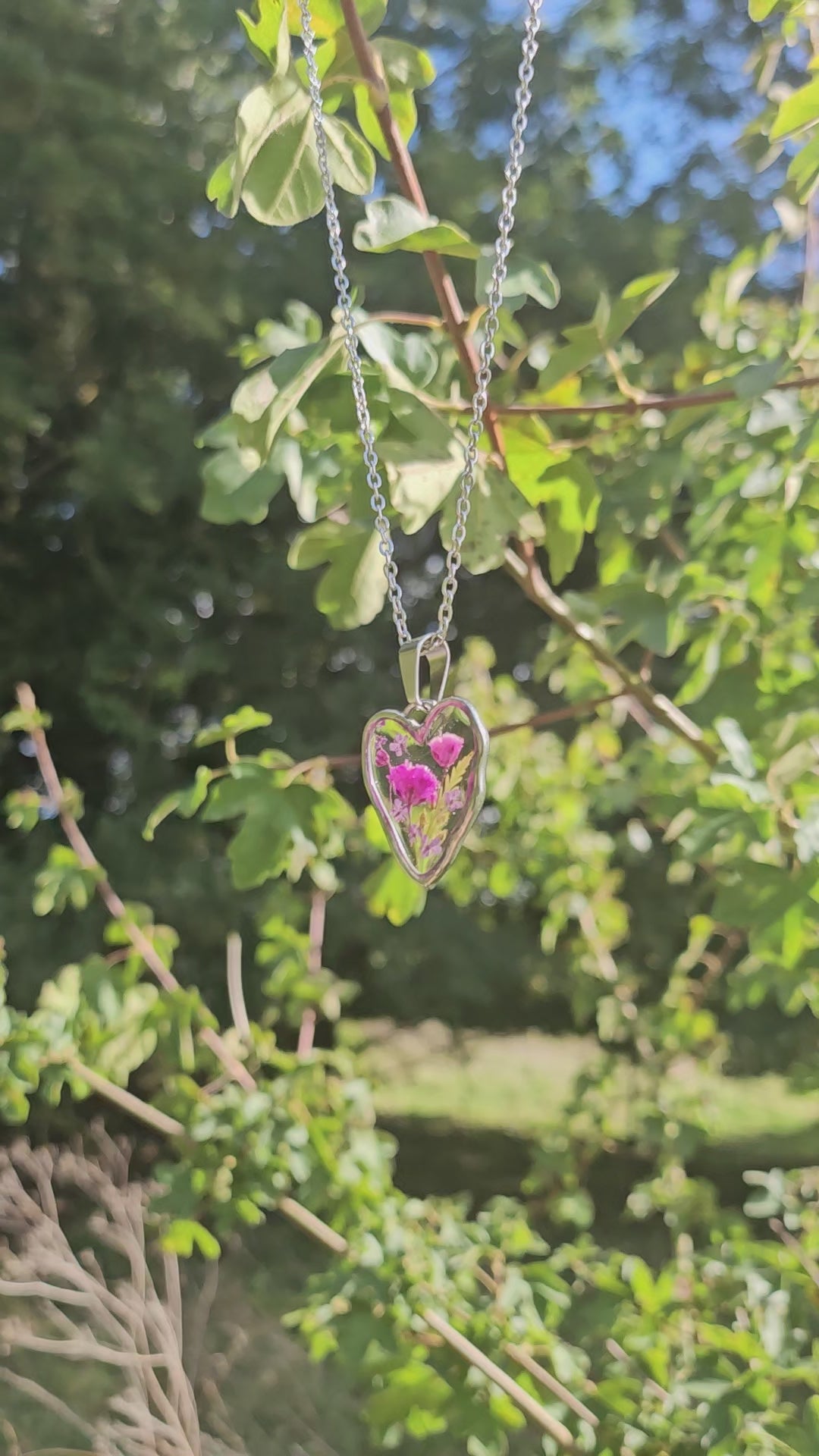 Pink Bloom Heart Necklace