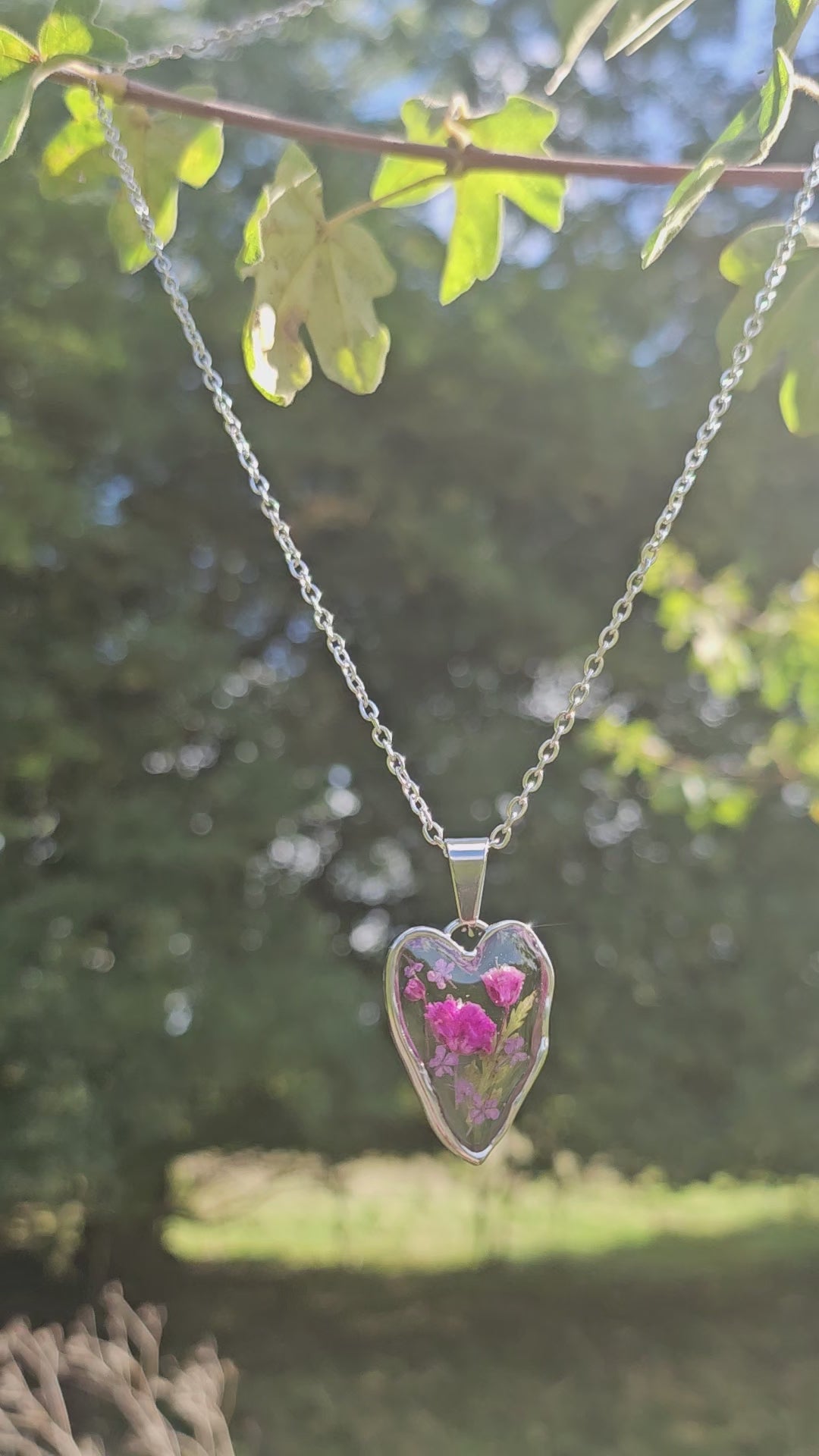 Pink Bloom Heart Necklace