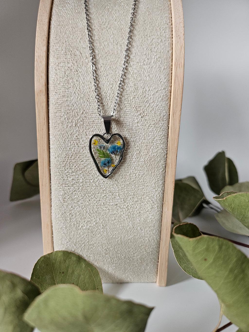 Blue Bloom Heart Necklace